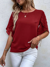 Load image into Gallery viewer, Swiss Dot Round Neck Half Sleeve Blouse
