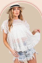 Load image into Gallery viewer, SAGE + FIG Round Neck Short Sleeve Lace Blouse
