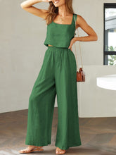 Load image into Gallery viewer, Square Neck Top and Wide Leg Pants Set
