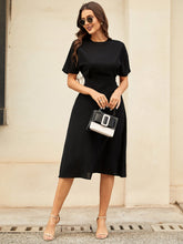 Load image into Gallery viewer, Round Neck Short Sleeve Midi Dress
