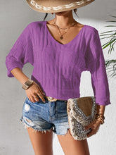 Load image into Gallery viewer, V-Neck Three-Quarter Sleeve Knit Top
