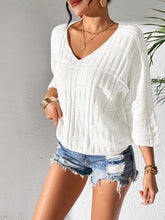 Load image into Gallery viewer, V-Neck Three-Quarter Sleeve Knit Top
