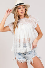 Load image into Gallery viewer, SAGE + FIG Round Neck Short Sleeve Lace Blouse
