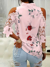 Load image into Gallery viewer, Full Size Lace Printed Half Sleeve Blouse
