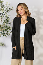 Load image into Gallery viewer, Basic Bae Full Size Ribbed Open Front Cardigan with Pockets
