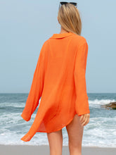 Load image into Gallery viewer, Pocketed Johnny Collar Long Sleeve Cover Up
