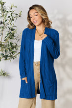 Load image into Gallery viewer, Basic Bae Full Size Ribbed Open Front Cardigan with Pockets
