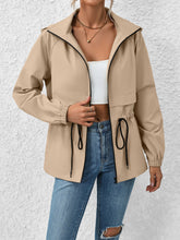 Load image into Gallery viewer, Drawstring Zip Up Hooded Jacket
