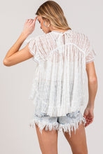 Load image into Gallery viewer, SAGE + FIG Round Neck Short Sleeve Lace Blouse
