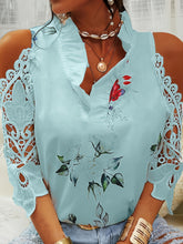 Load image into Gallery viewer, Full Size Lace Printed Half Sleeve Blouse
