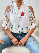 Load image into Gallery viewer, Full Size Lace Printed Half Sleeve Blouse
