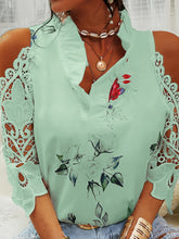 Load image into Gallery viewer, Full Size Lace Printed Half Sleeve Blouse
