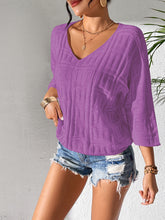 Load image into Gallery viewer, V-Neck Three-Quarter Sleeve Knit Top
