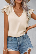 Load image into Gallery viewer, Ruffled V-Neck Cap Sleeve Blouse
