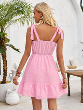 Load image into Gallery viewer, Tied Ruffled V-Neck Sleeveless Mini Dress
