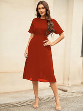 Load image into Gallery viewer, Round Neck Short Sleeve Midi Dress
