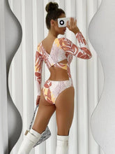 Load image into Gallery viewer, Crisscross Round Neck Long Sleeve Swimwear
