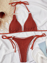 Load image into Gallery viewer, Textured Halter Neck Two-Piece Bikini Set
