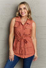 Load image into Gallery viewer, Ninexis Follow The Light Sleeveless Collared Button Down Top
