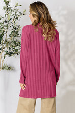 Load image into Gallery viewer, Basic Bae Full Size Ribbed Open Front Cardigan with Pockets
