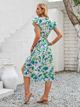 Load image into Gallery viewer, Cutout Slit Printed Cap Sleeve Dress
