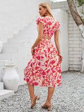 Load image into Gallery viewer, Cutout Slit Printed Cap Sleeve Dress
