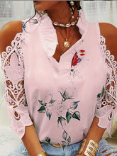 Load image into Gallery viewer, Full Size Lace Printed Half Sleeve Blouse
