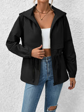 Load image into Gallery viewer, Drawstring Zip Up Hooded Jacket
