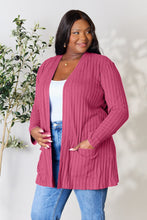 Load image into Gallery viewer, Basic Bae Full Size Ribbed Open Front Cardigan with Pockets
