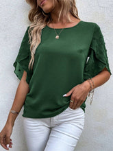 Load image into Gallery viewer, Swiss Dot Round Neck Half Sleeve Blouse
