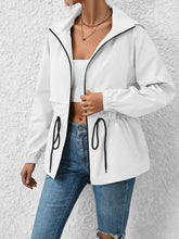 Load image into Gallery viewer, Drawstring Zip Up Hooded Jacket
