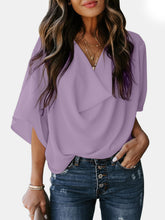 Load image into Gallery viewer, Full Size Cowl Neck Three-Quarter Sleeve Blouse
