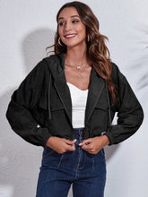 Load image into Gallery viewer, Drawstring Hooded Zip Up Jacket with Pockets
