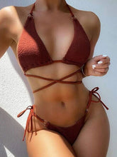 Load image into Gallery viewer, Textured Halter Neck Two-Piece Bikini Set
