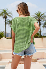 Load image into Gallery viewer, Openwork Round Neck Short Sleeve Knit Cover Up
