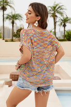 Load image into Gallery viewer, Openwork Round Neck Short Sleeve Knit Cover Up
