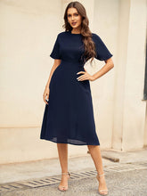 Load image into Gallery viewer, Round Neck Short Sleeve Midi Dress
