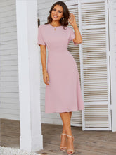 Load image into Gallery viewer, Round Neck Short Sleeve Midi Dress
