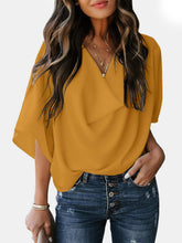 Load image into Gallery viewer, Full Size Cowl Neck Three-Quarter Sleeve Blouse
