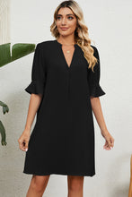 Load image into Gallery viewer, Notched Flounce Sleeve Mini Dress
