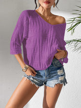 Load image into Gallery viewer, V-Neck Three-Quarter Sleeve Knit Top
