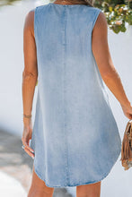 Load image into Gallery viewer, Notched Sleeveless Denim Dress
