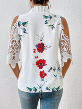 Load image into Gallery viewer, Full Size Lace Printed Half Sleeve Blouse
