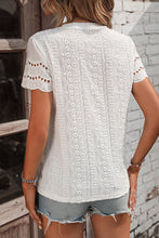 Load image into Gallery viewer, Eyelet Round Neck Short Sleeve Top
