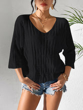 Load image into Gallery viewer, V-Neck Three-Quarter Sleeve Knit Top
