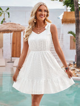 Load image into Gallery viewer, Tied Ruffled V-Neck Sleeveless Mini Dress
