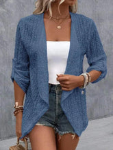 Load image into Gallery viewer, Eyelet Roll-Tab Sleeve Cardigan
