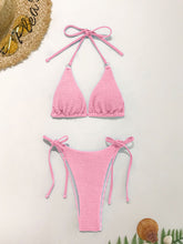 Load image into Gallery viewer, Textured Halter Neck Two-Piece Bikini Set
