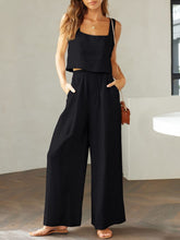 Load image into Gallery viewer, Square Neck Top and Wide Leg Pants Set
