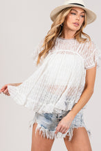 Load image into Gallery viewer, SAGE + FIG Round Neck Short Sleeve Lace Blouse
